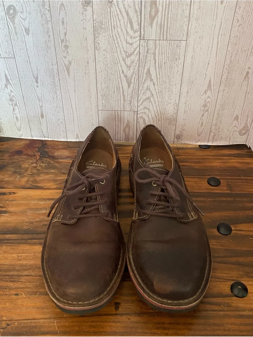 Clarks Brown Leather Lace-Up Derby Shoes